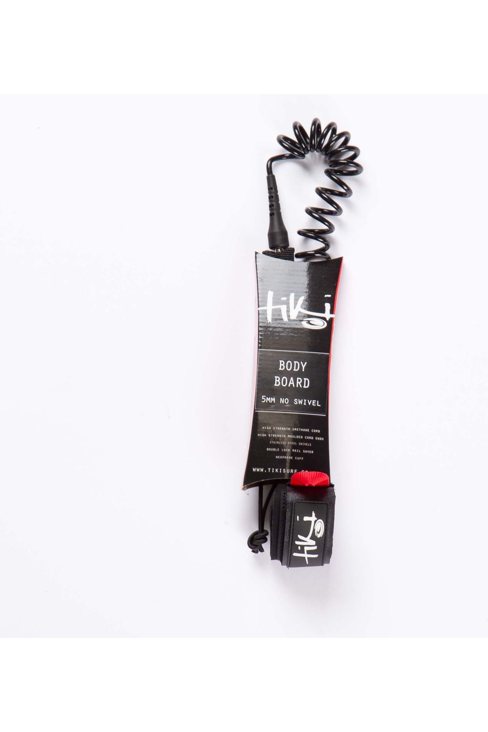 Tiki Coil 5mm Bodyboard Leash - 4Ft + Plug (5mm)