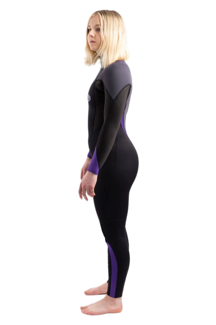 Tiki Tech Women's 3/2 Back Zip Wetsuit In Black & Purple