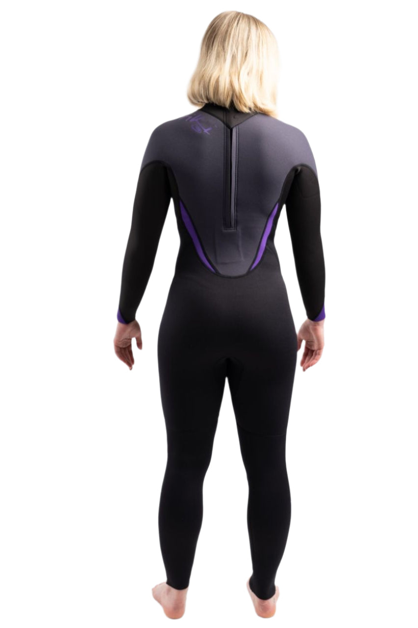 Tiki Tech Women's 3/2 Back Zip Wetsuit In Black & Purple