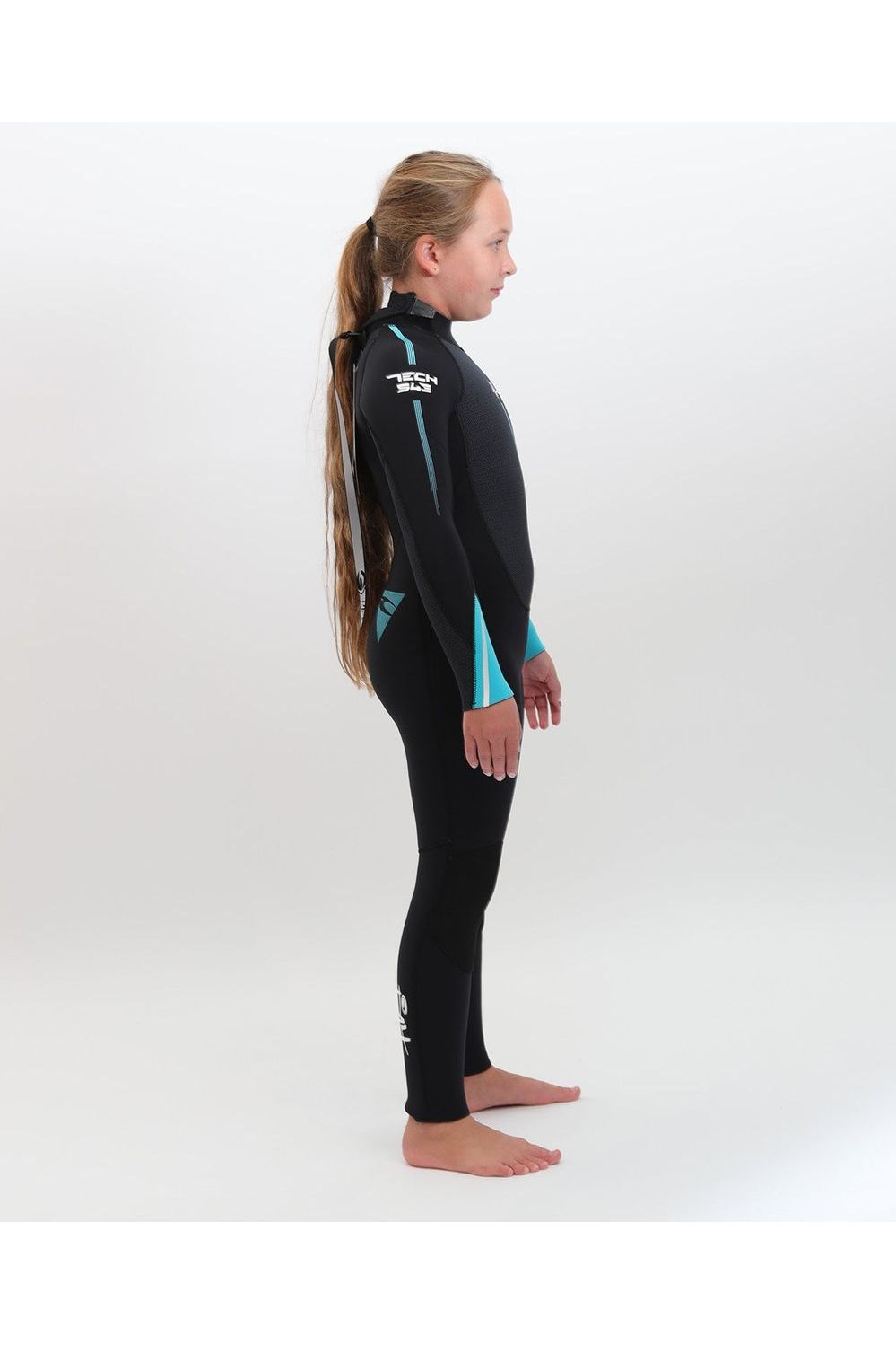 Tiki Junior Tech 5/4/3 Wetsuit GBS Steamer - Back Zip - Black/Blue