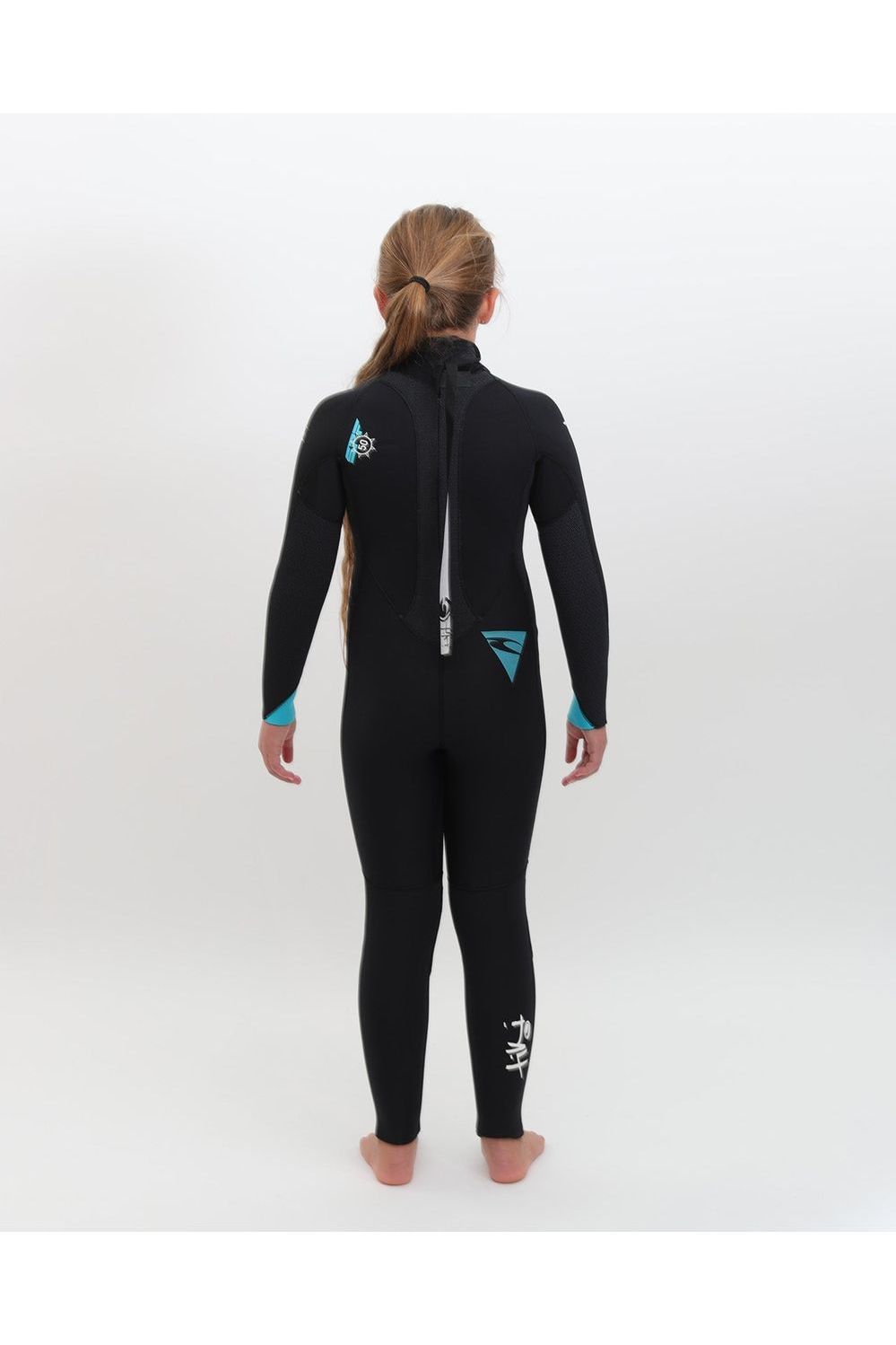 Tiki Junior Tech 5/4/3 Wetsuit GBS Steamer - Back Zip - Black/Blue