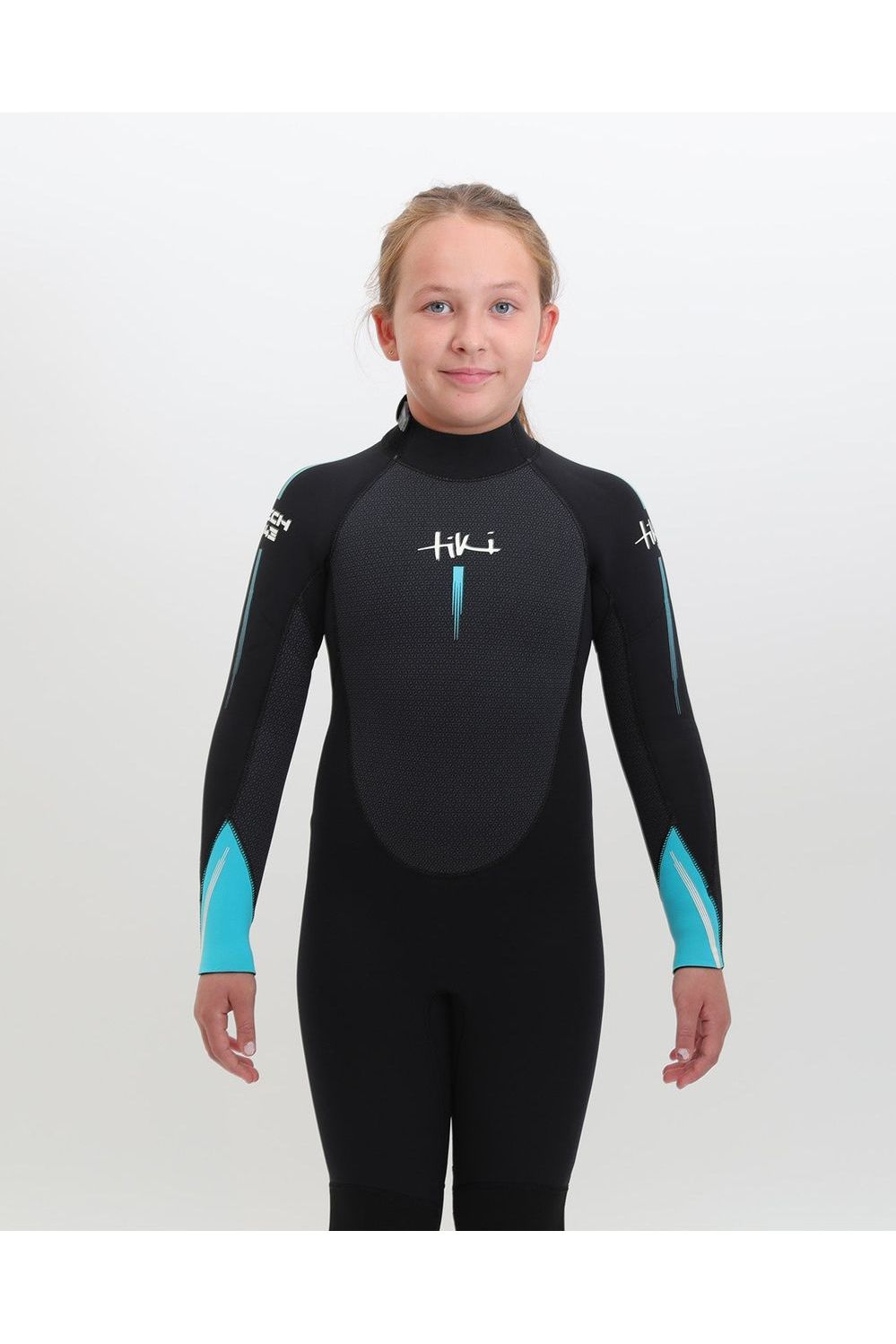 Tiki Junior Tech 5/4/3 Wetsuit GBS Steamer - Back Zip - Black/Blue