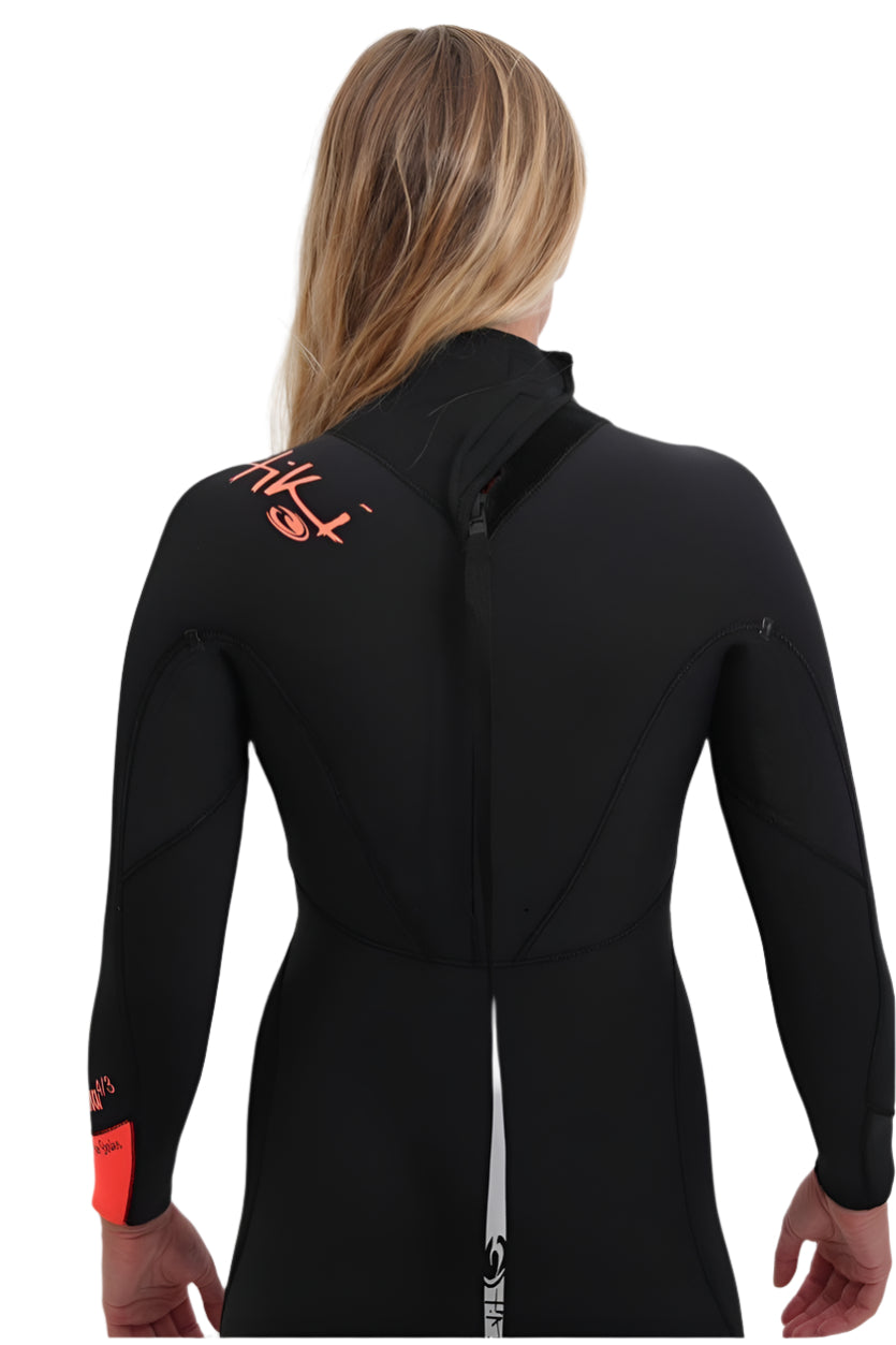Tiki Women's Zepha2 4/3 Wetsuit GBS - Back Zip - Black/Peach