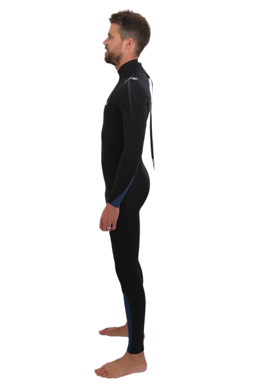 Tiki Mens Tech 4/3 GBS Wetsuit - Back Zip - Black/Blue