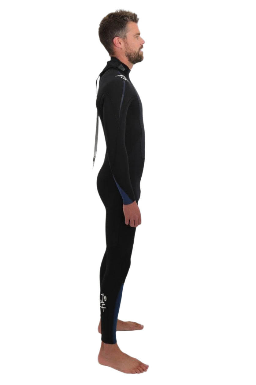 Tiki Mens Tech 4/3 GBS Wetsuit - Back Zip - Black/Blue