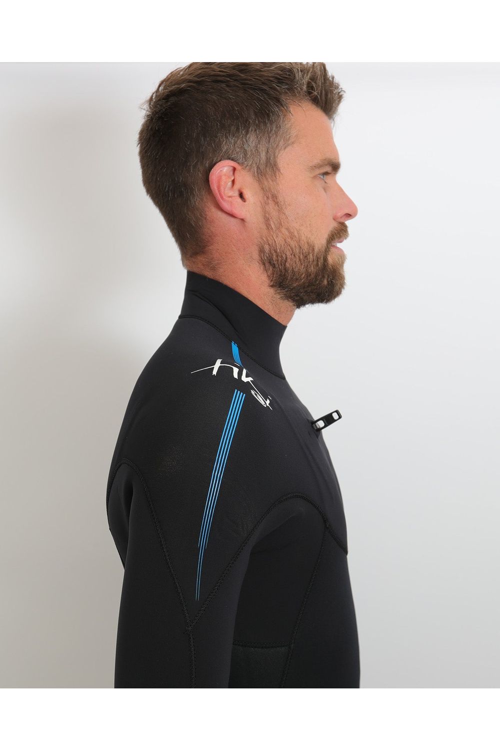 Tiki Mens Tech 3/2 GBS Wetsuit - Chest Zip - Black/Electric Blue