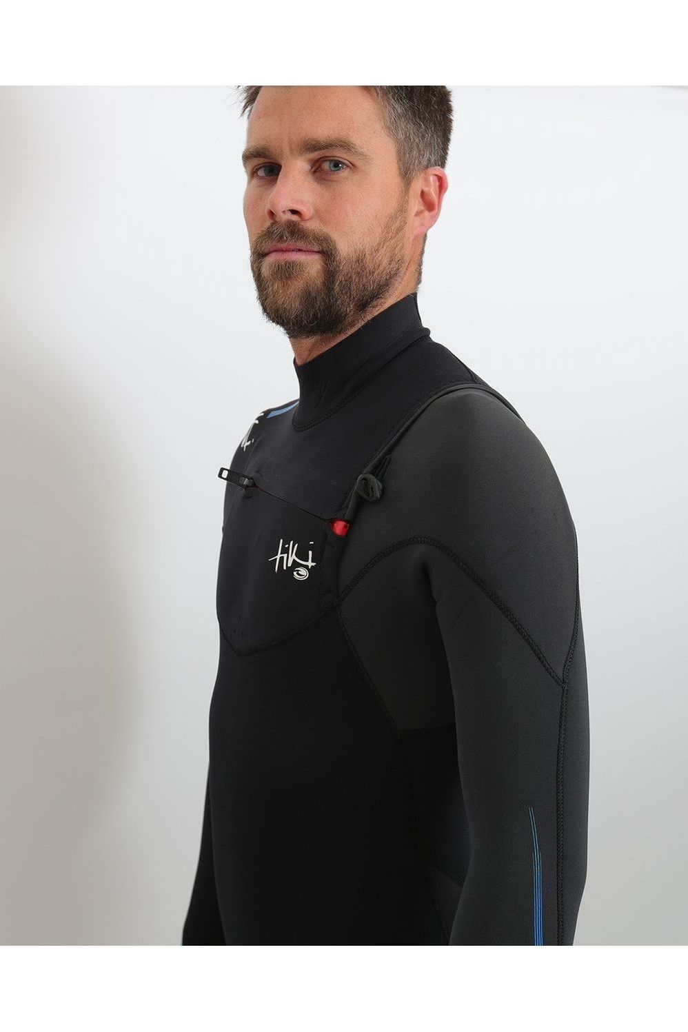 Tiki Mens Tech 3/2 GBS Wetsuit - Chest Zip - Black/Electric Blue