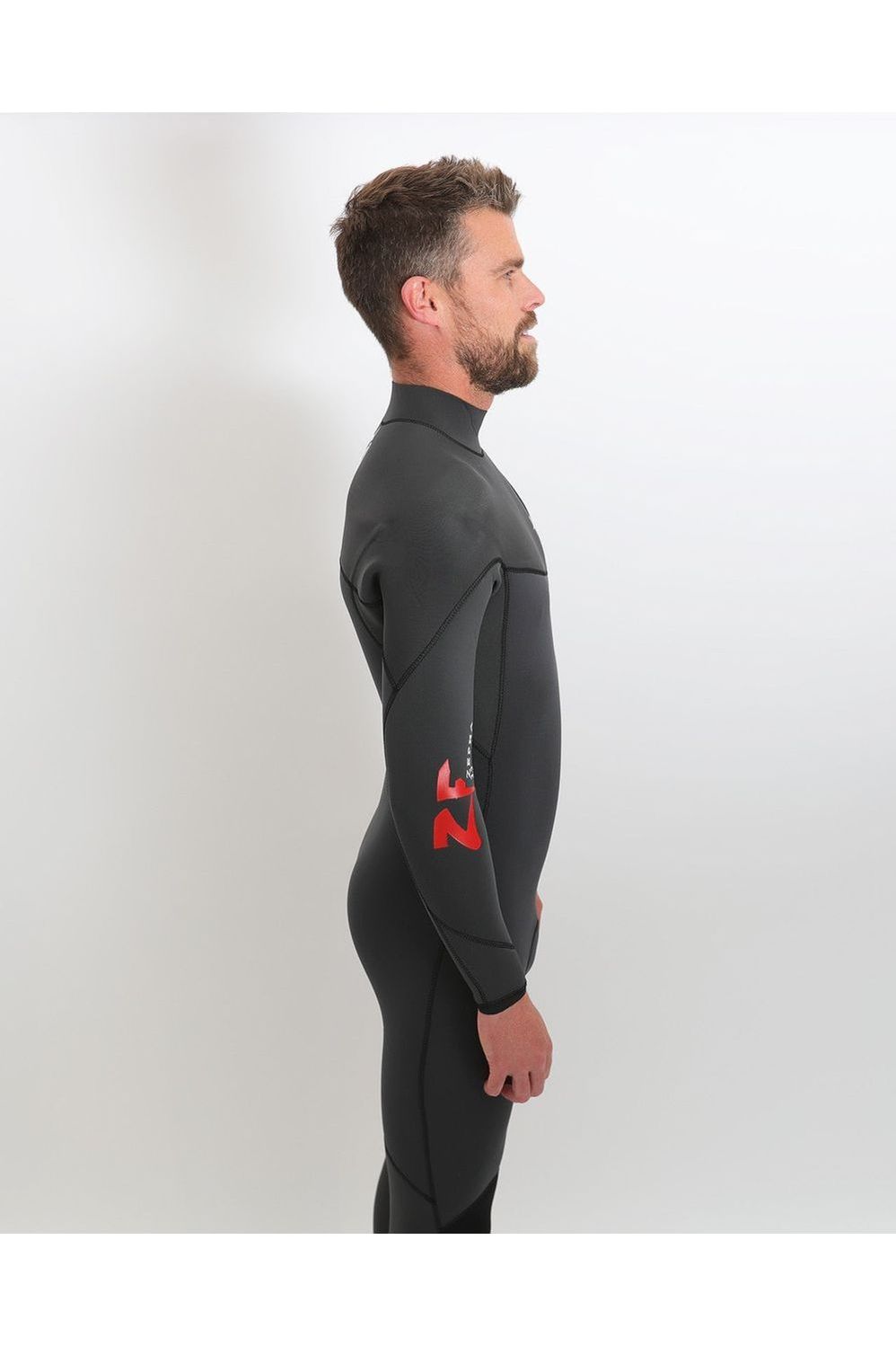 Tiki Mens Zepha 3/2 GBS Zip Free Wetsuit - Graphite/Red