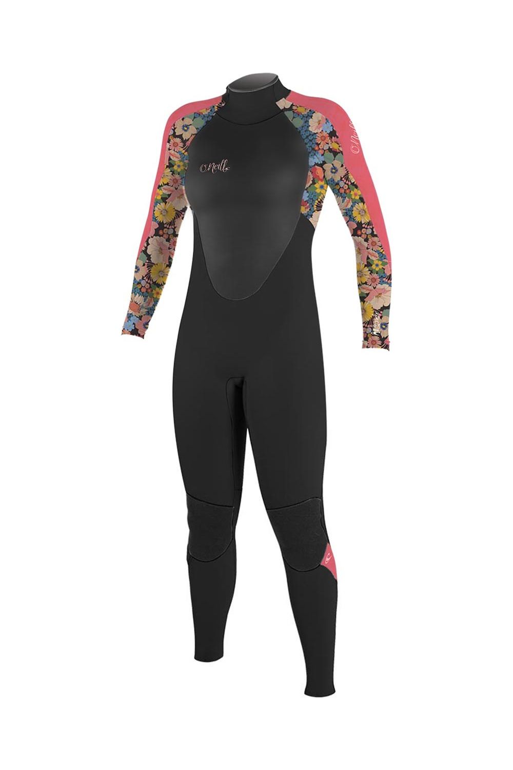 O'Neill Epic Girls Wetsuit 5/4 With Back Zip In Full Black Twiggy Tea Rose