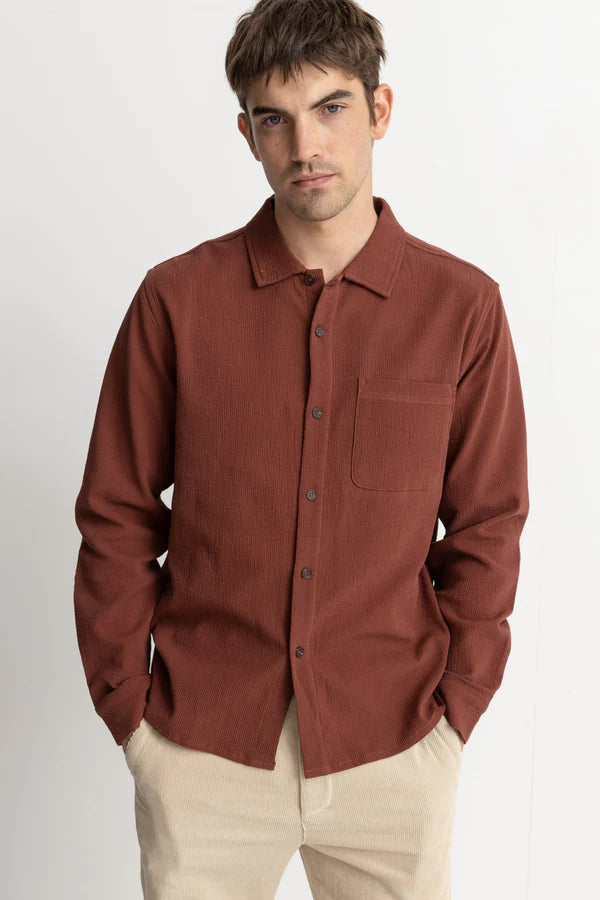 Rhythm Textured Long Sleeve Shirt Clay