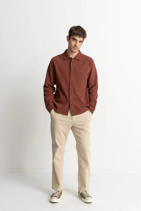 Rhythm Textured Long Sleeve Shirt Clay