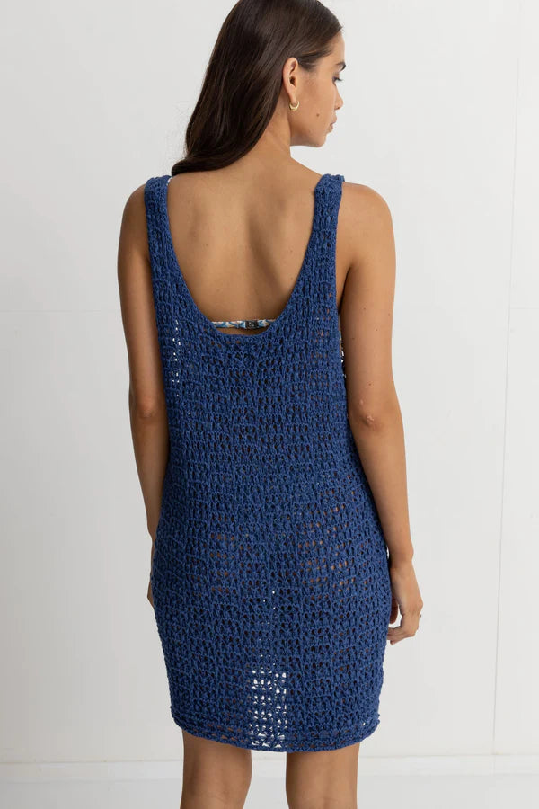 Rhythm Maddie Knit Scoop Neck Mini Dress Blue