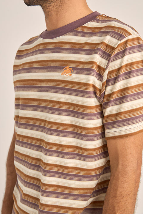 Rhythm Vintage Stripe T-Shirt Brown