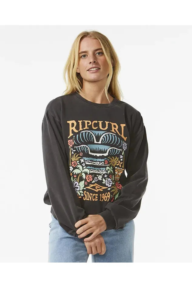 Rip Curl Tiki Tropic Relaxed Crew Washed Black