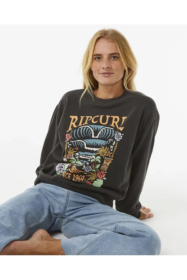Rip Curl Tiki Tropic Relaxed Crew Washed Black