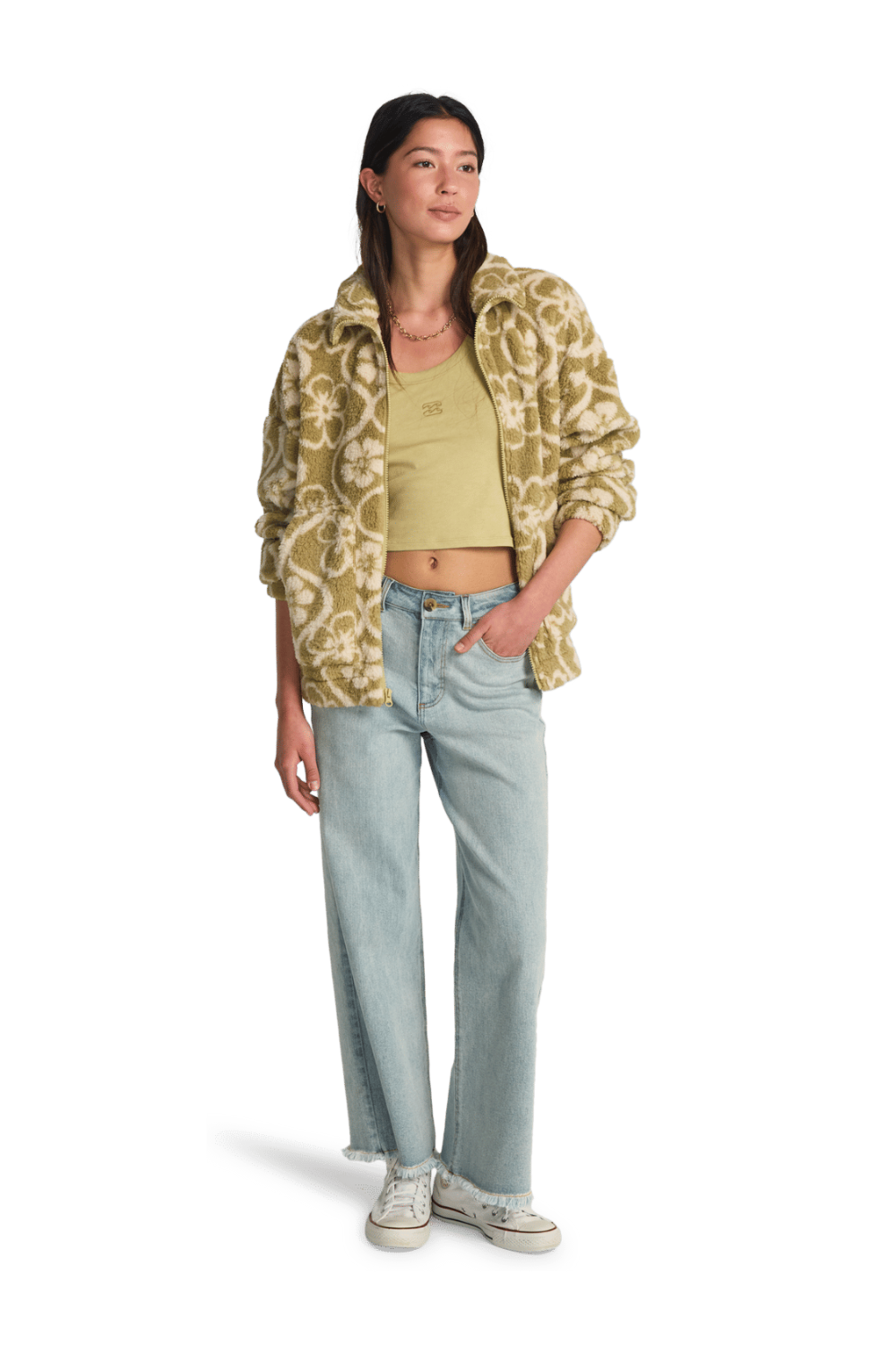 Billabong First Light Womens Full Zip Fleece Cactus Green