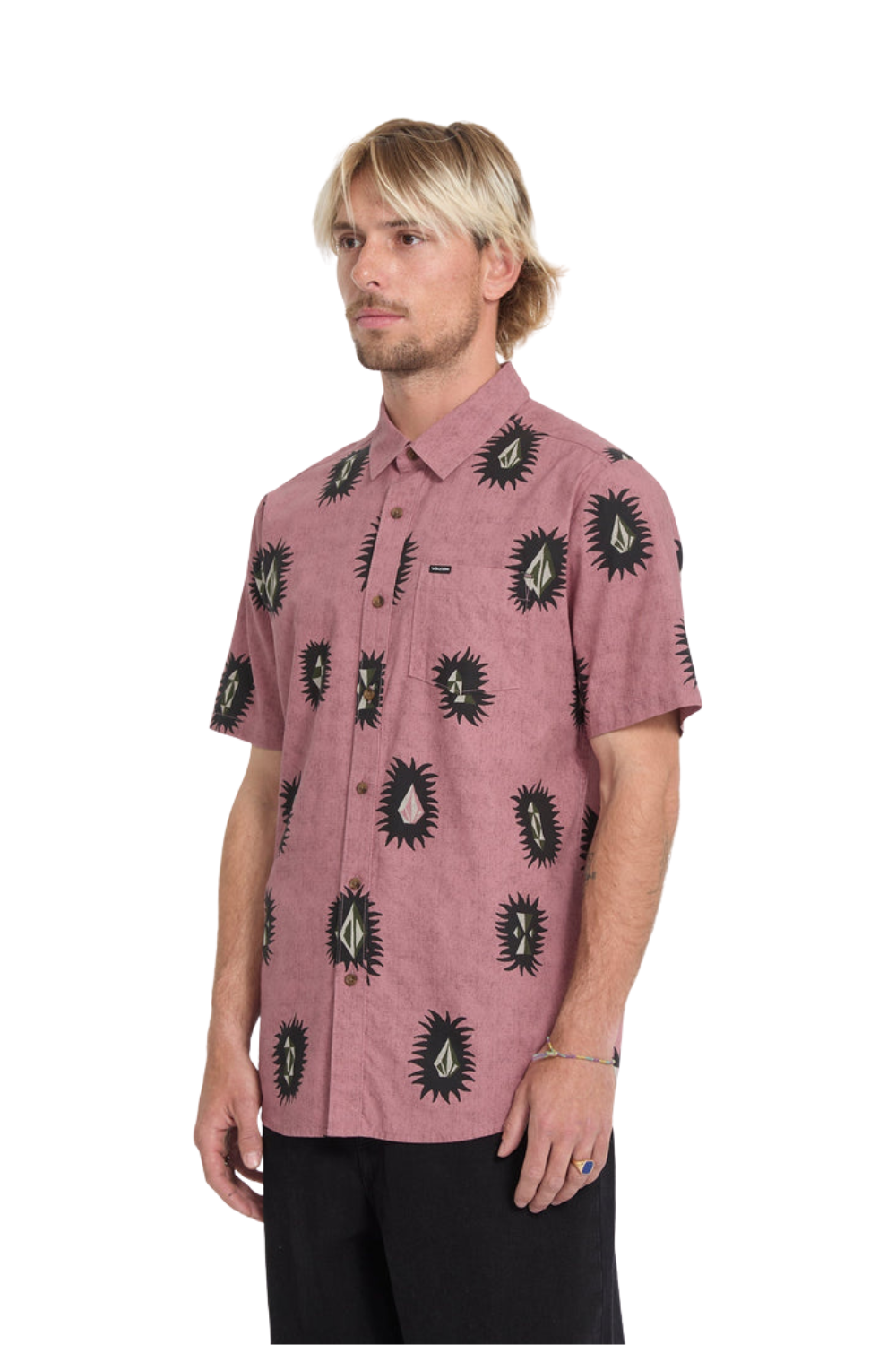 Volcom Markerstone Mens Short Sleeve Shirt Stone Rose