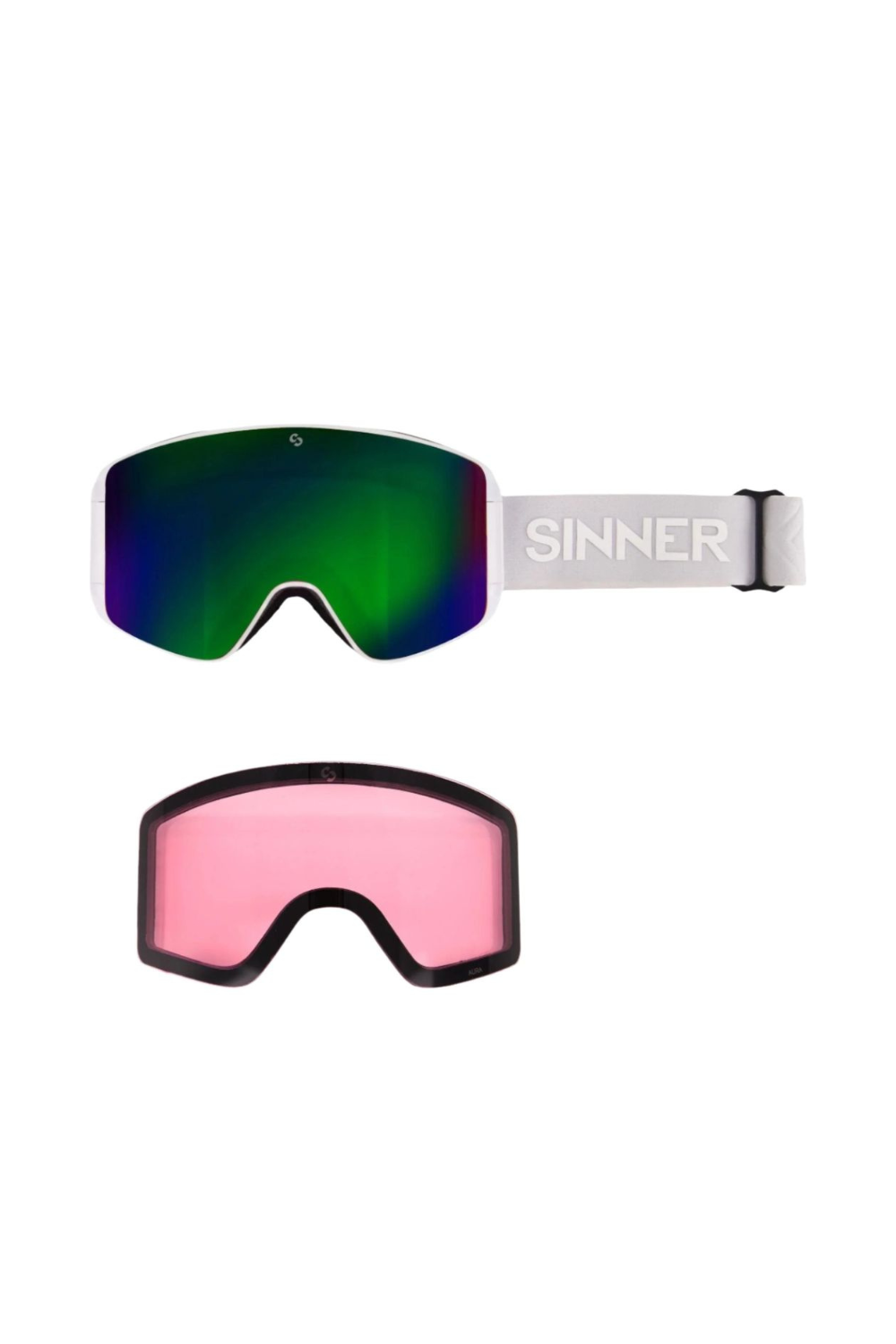 Sinner Aura Goggles Matte White Green Pink