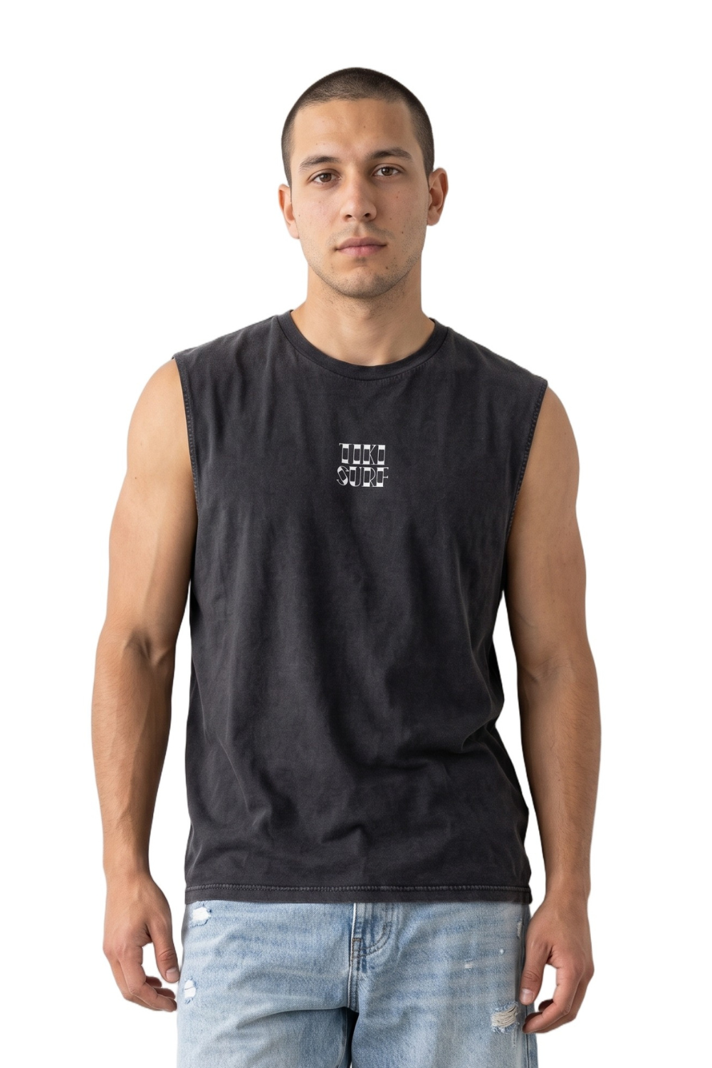 Tiki Maidmer Mens Muscle Tank Washed Black