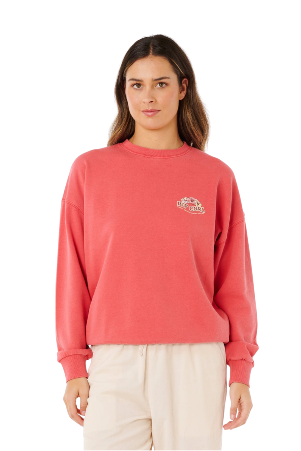 Rip Curl Bells Heritage Womens Crewneck Sweatshirt Deep Red