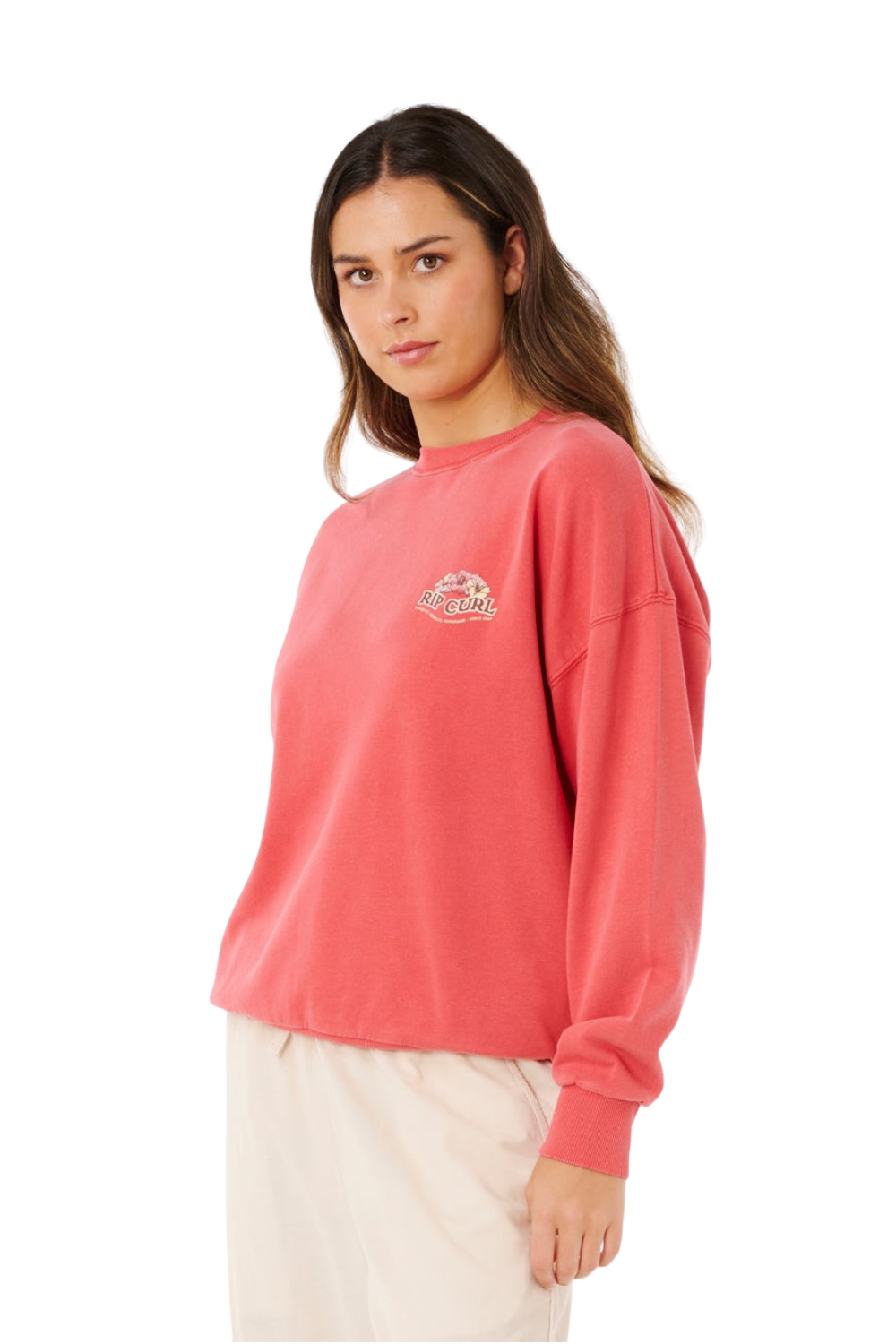 Rip Curl Bells Heritage Womens Crewneck Sweatshirt Deep Red