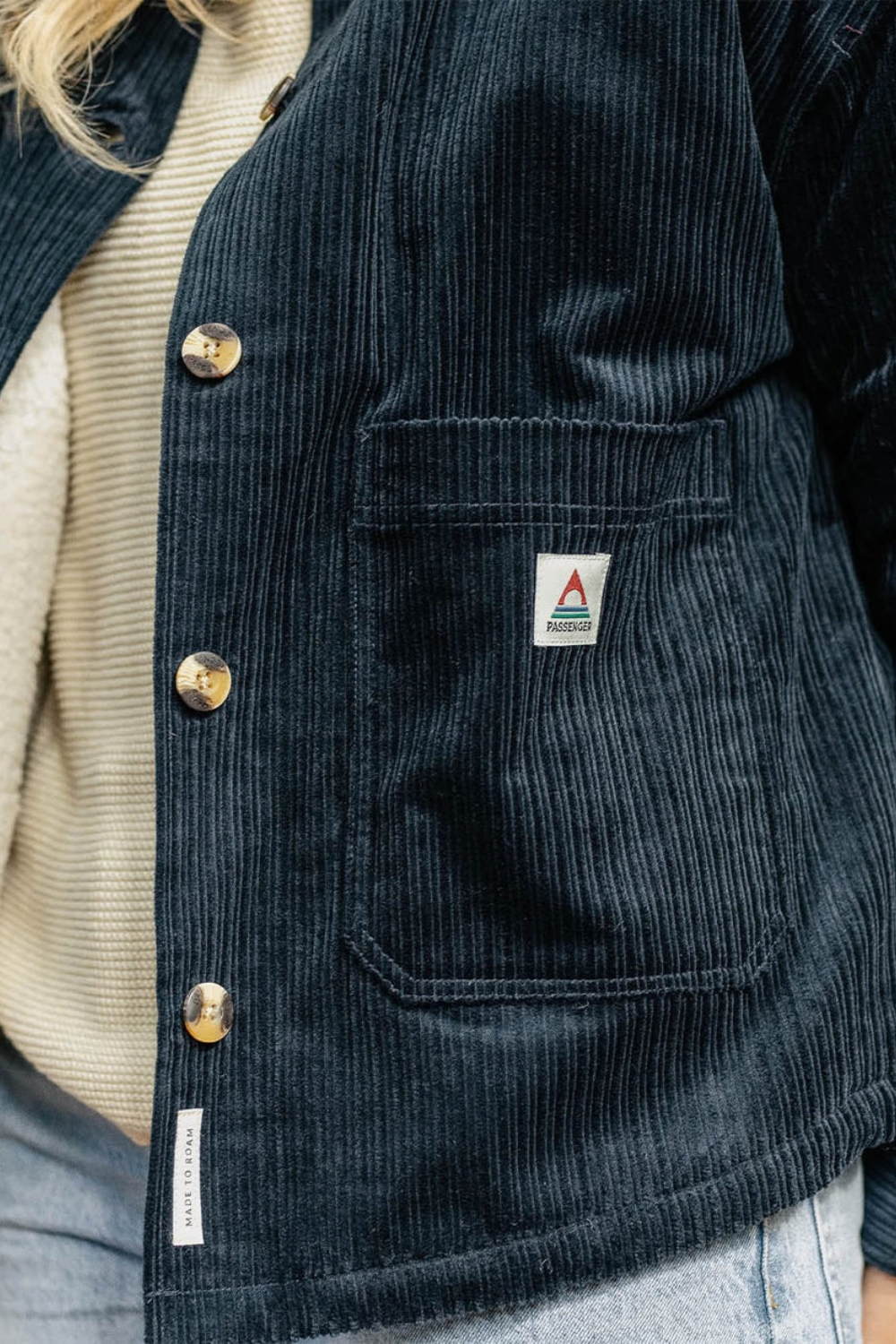 Passenger Flint Womens Corduroy Overshirt Deep Navy