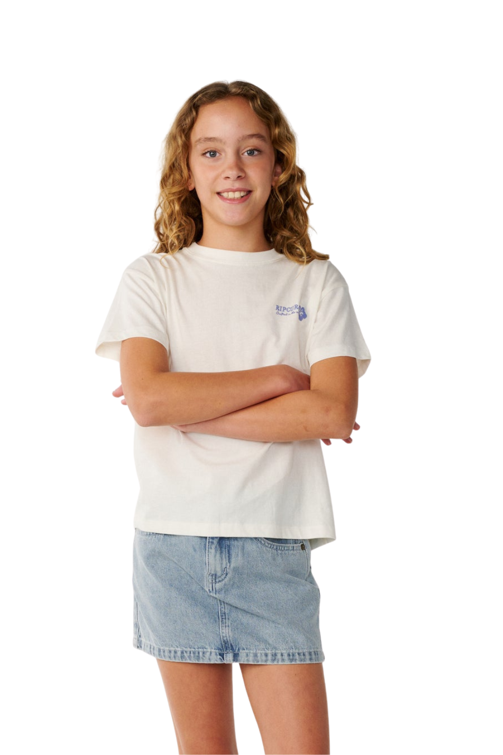 Rip Curl Surf Puff Girls Relaxed T-Shirt Bone/Blue