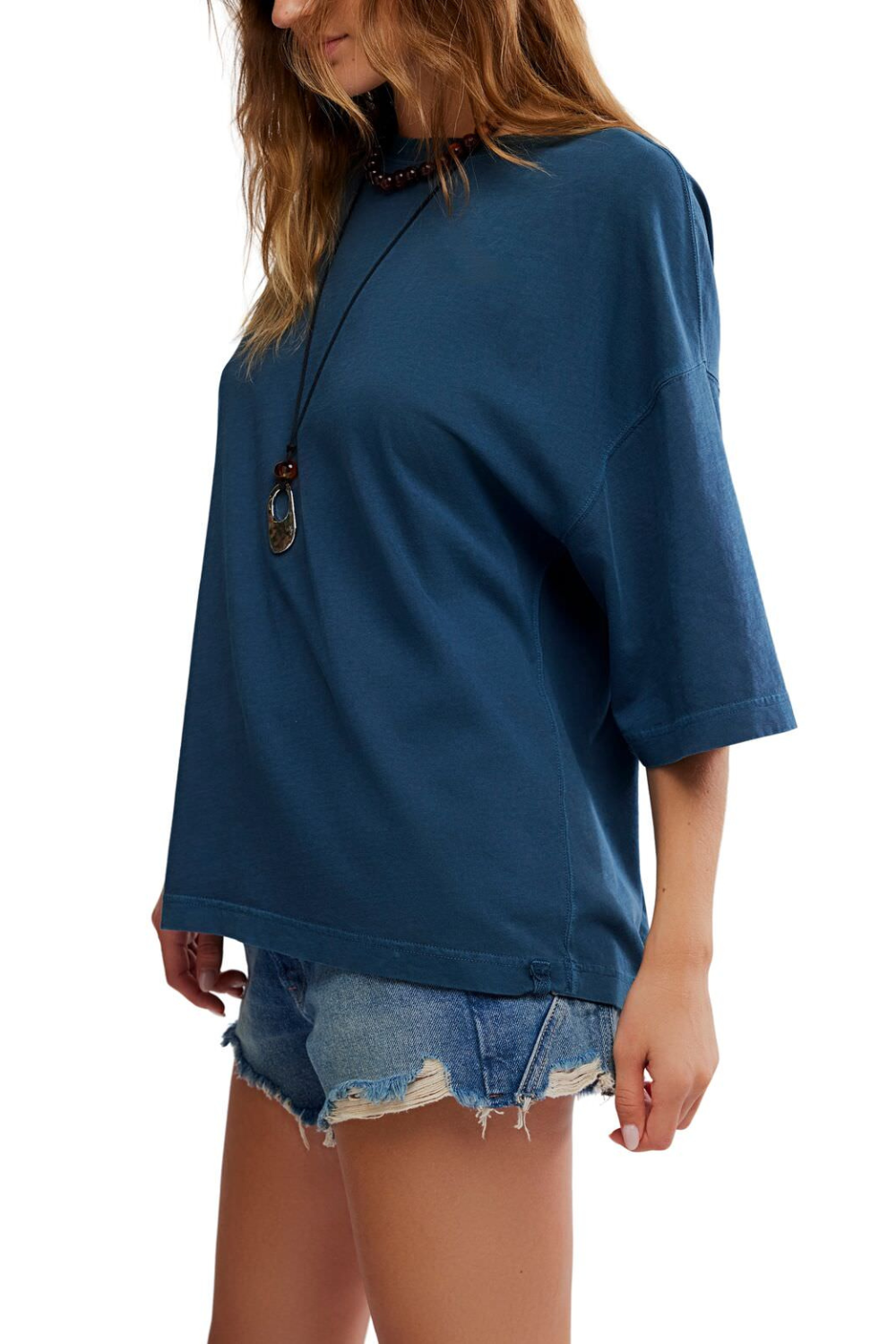Free People Perfect Oversized T-Shirt Varsity Navy