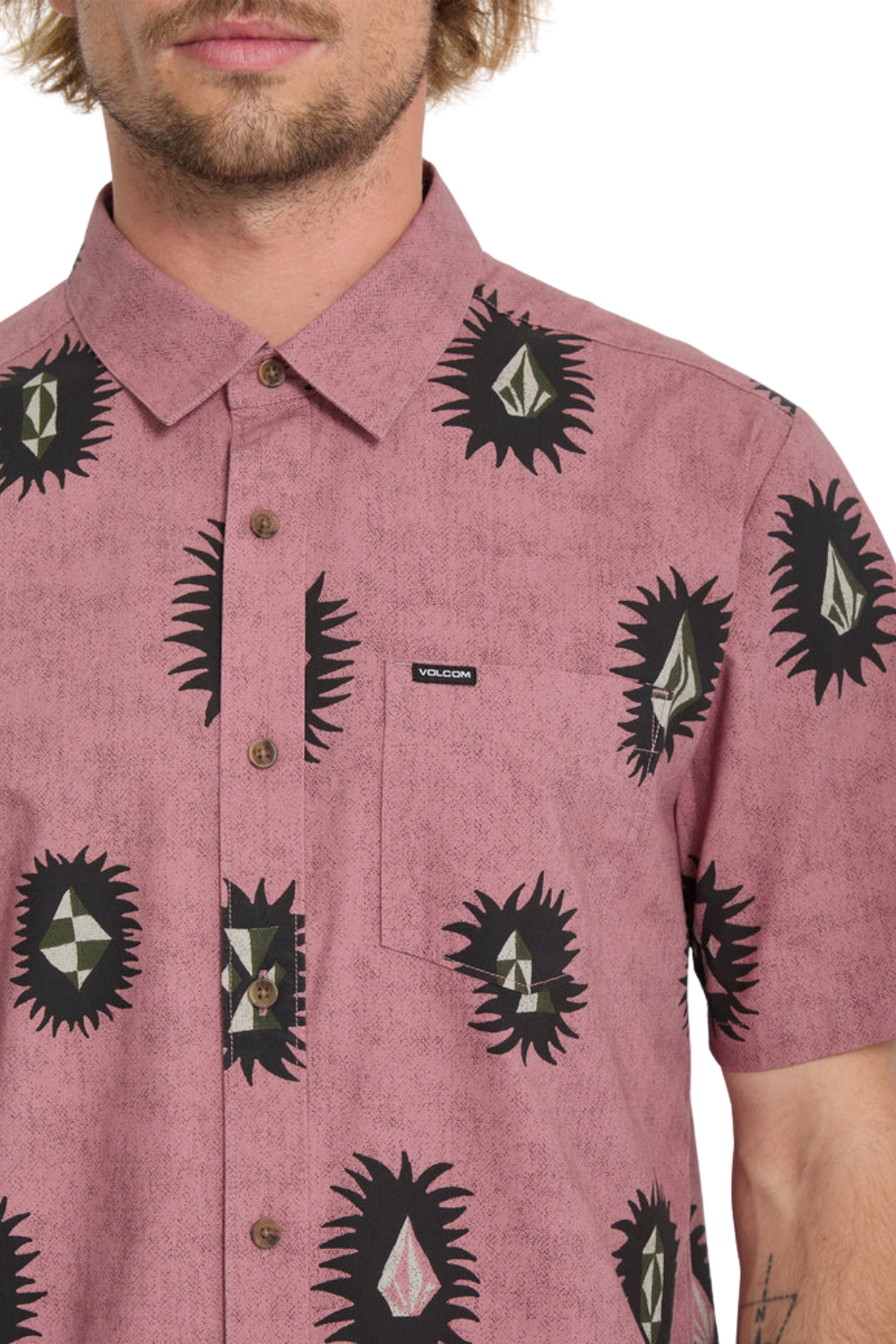Volcom Markerstone Mens Short Sleeve Shirt Stone Rose