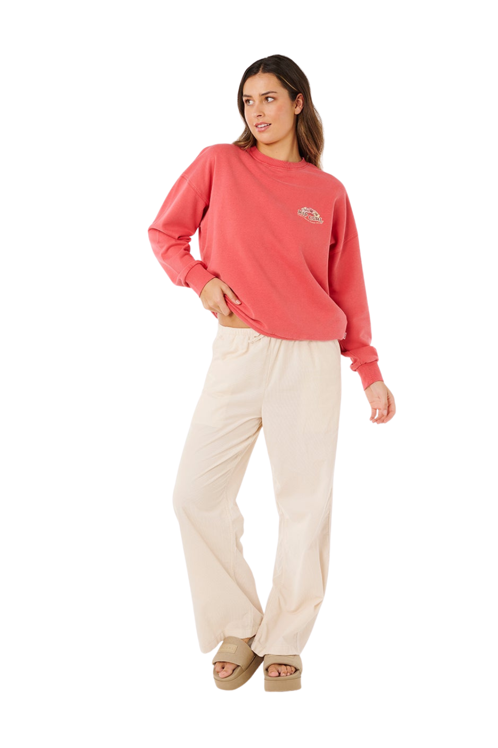 Rip Curl Bells Heritage Womens Crewneck Sweatshirt Deep Red