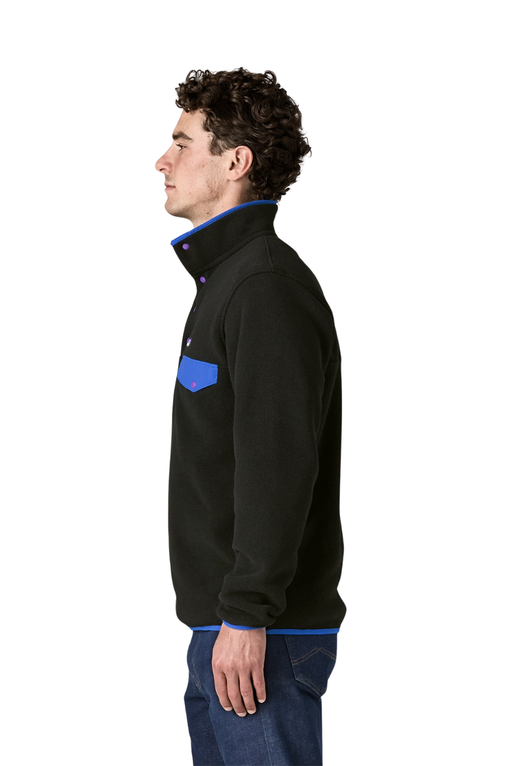 Patagonia Lightweight Synchilla Mens Snap-T Fleece Pullover Black/P6 Blue