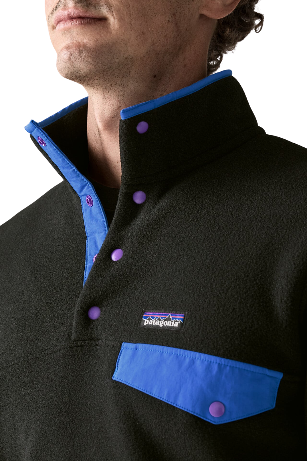Patagonia Lightweight Synchilla Mens Snap-T Fleece Pullover Black/P6 Blue