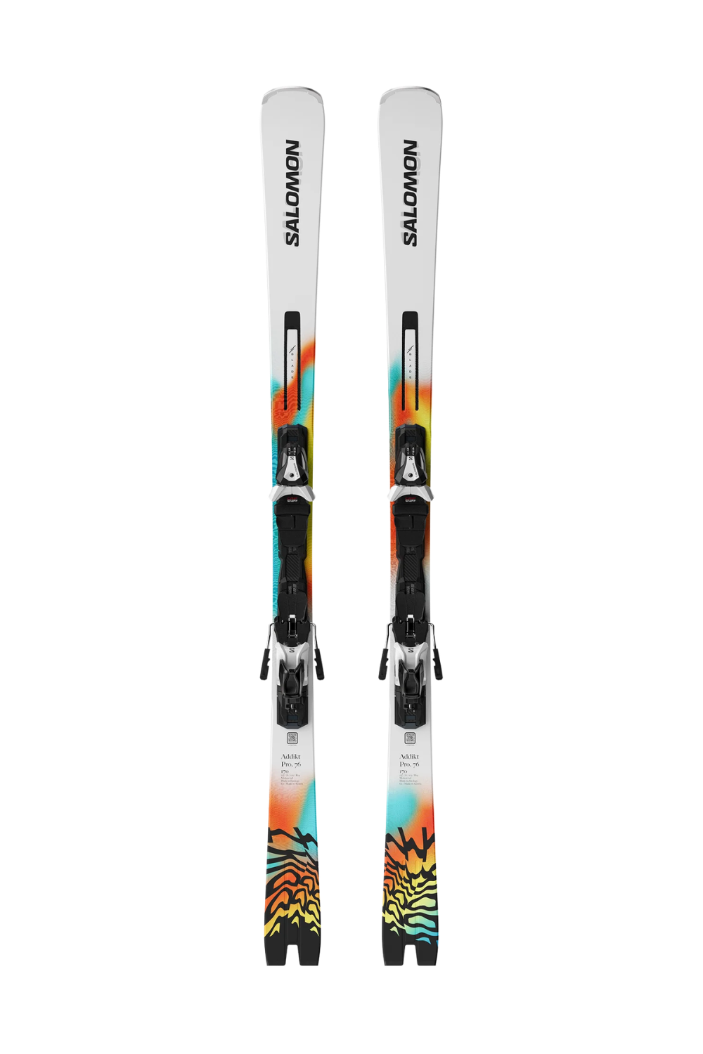 Salomon E Addikt Pro 76 Skis + Mi12 Gw F80 Bindings White/Turquoise