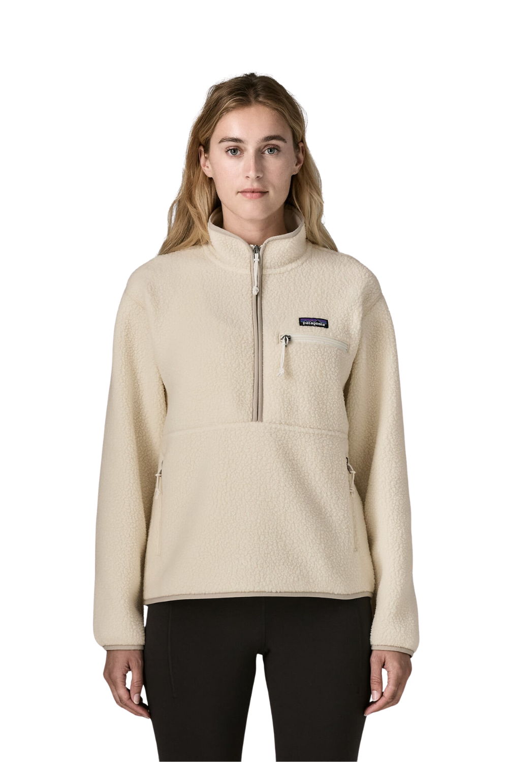 Patagonia Retro Pile Womens Fleece Marsupial Pullover Natural