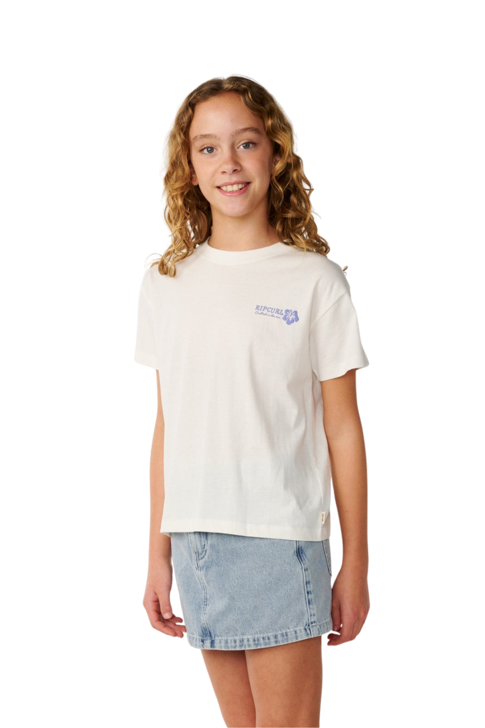 Rip Curl Surf Puff Girls Relaxed T-Shirt Bone/Blue