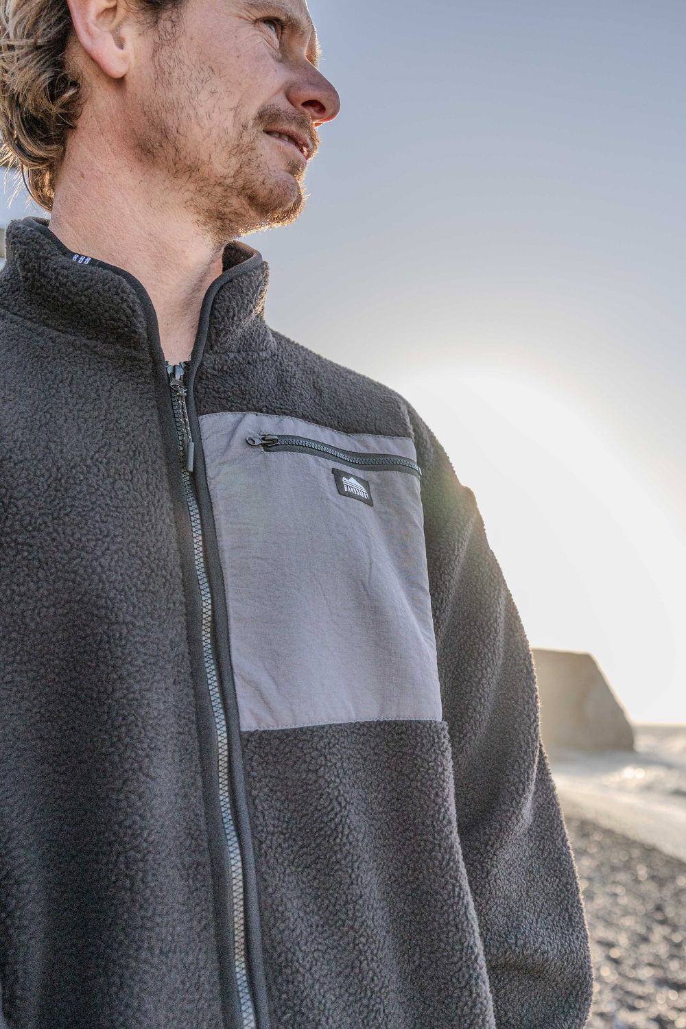 BamBooBay Haytor Mens Full Zip Sherpa Fleece Black/Slate