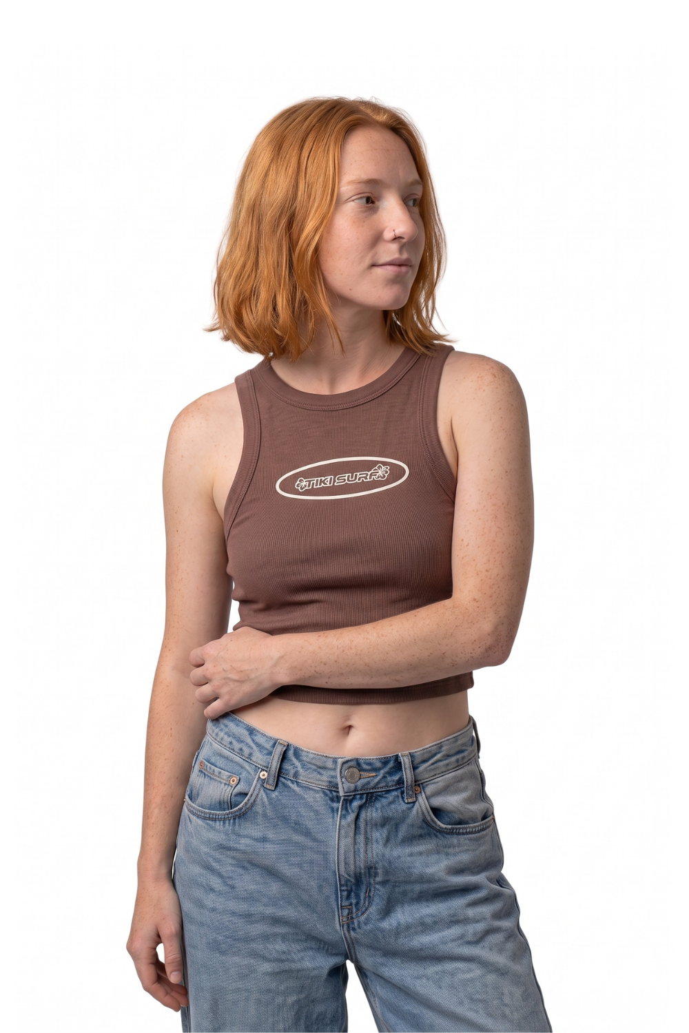 Tiki Oval Womens Tank Top Brown