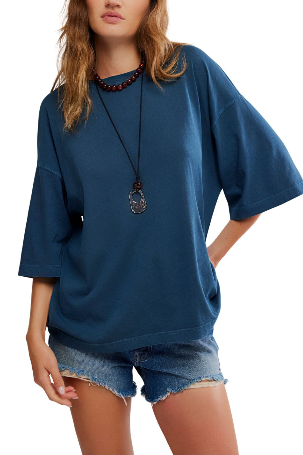 Free People Perfect Oversized T-Shirt Varsity Navy