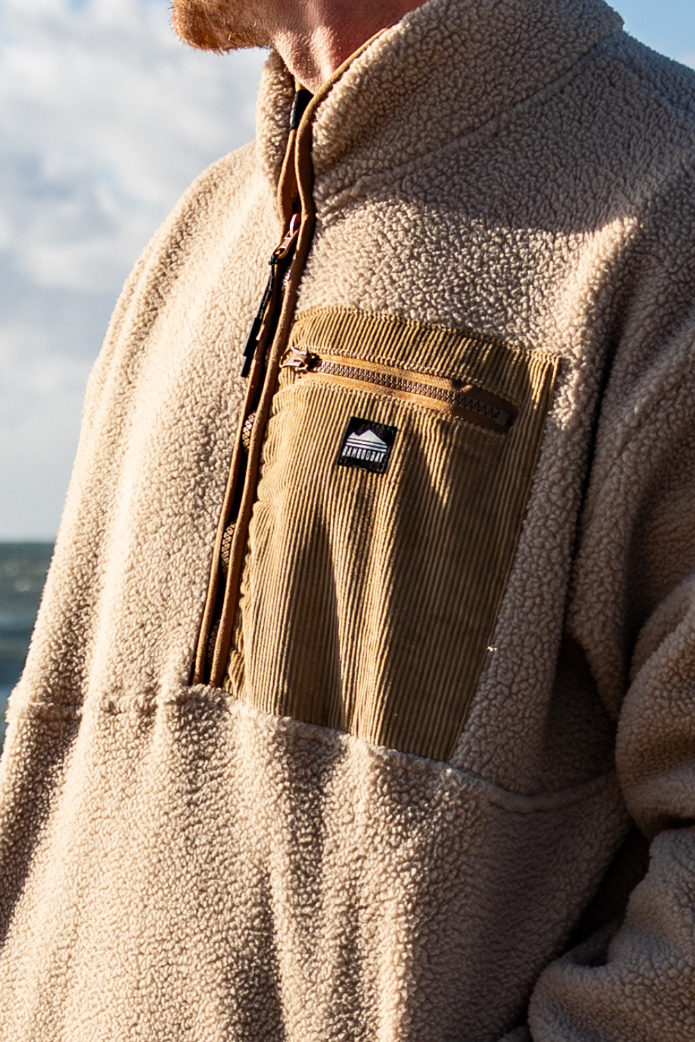 BamBooBay Boulder 2 Mens 1/4 Zip Sherpa Fleece Natural