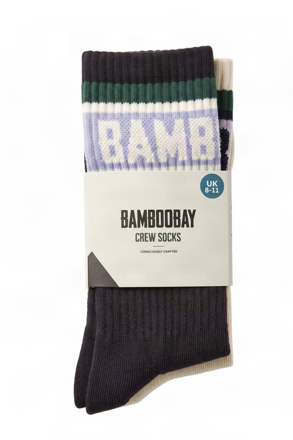 BamBooBay Bamboo Crew Socks 2 Pack Charcoal/White