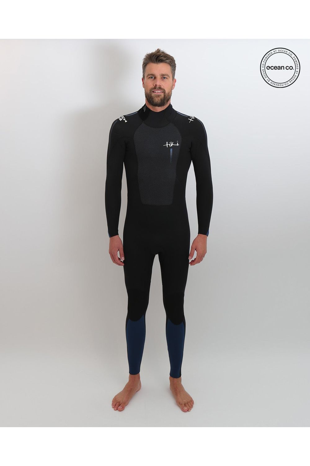 Tiki Mens Tech 4/3 GBS Wetsuit - Back Zip - Black/Blue