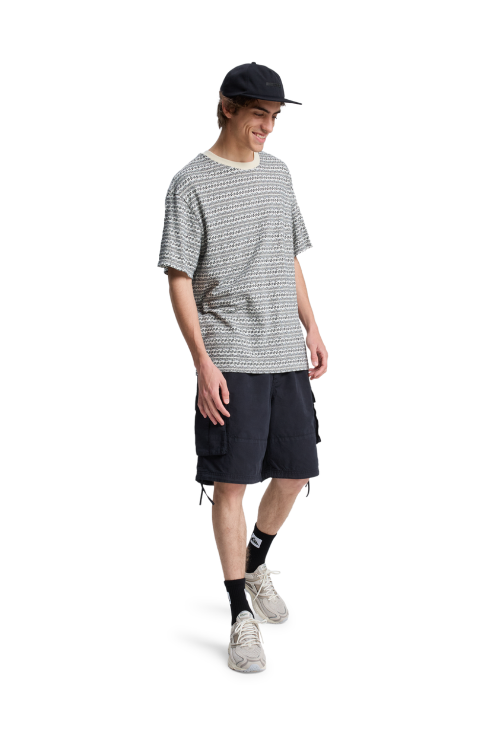 Quiksilver Okano Jacquard Mens T-Shirt Bone White Horizons Horizontal
