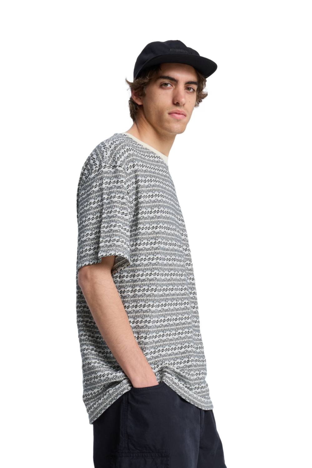 Quiksilver Okano Jacquard Mens T-Shirt Bone White Horizons Horizontal