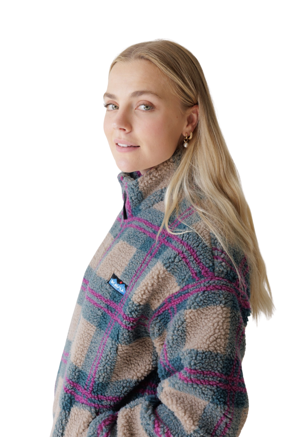 Kavu Loven Womens Sherpa Fleece Jacket Party Plaid