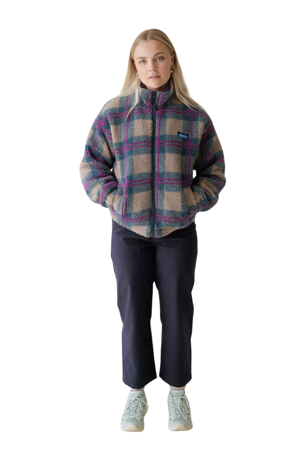 Kavu Loven Womens Sherpa Fleece Jacket Party Plaid