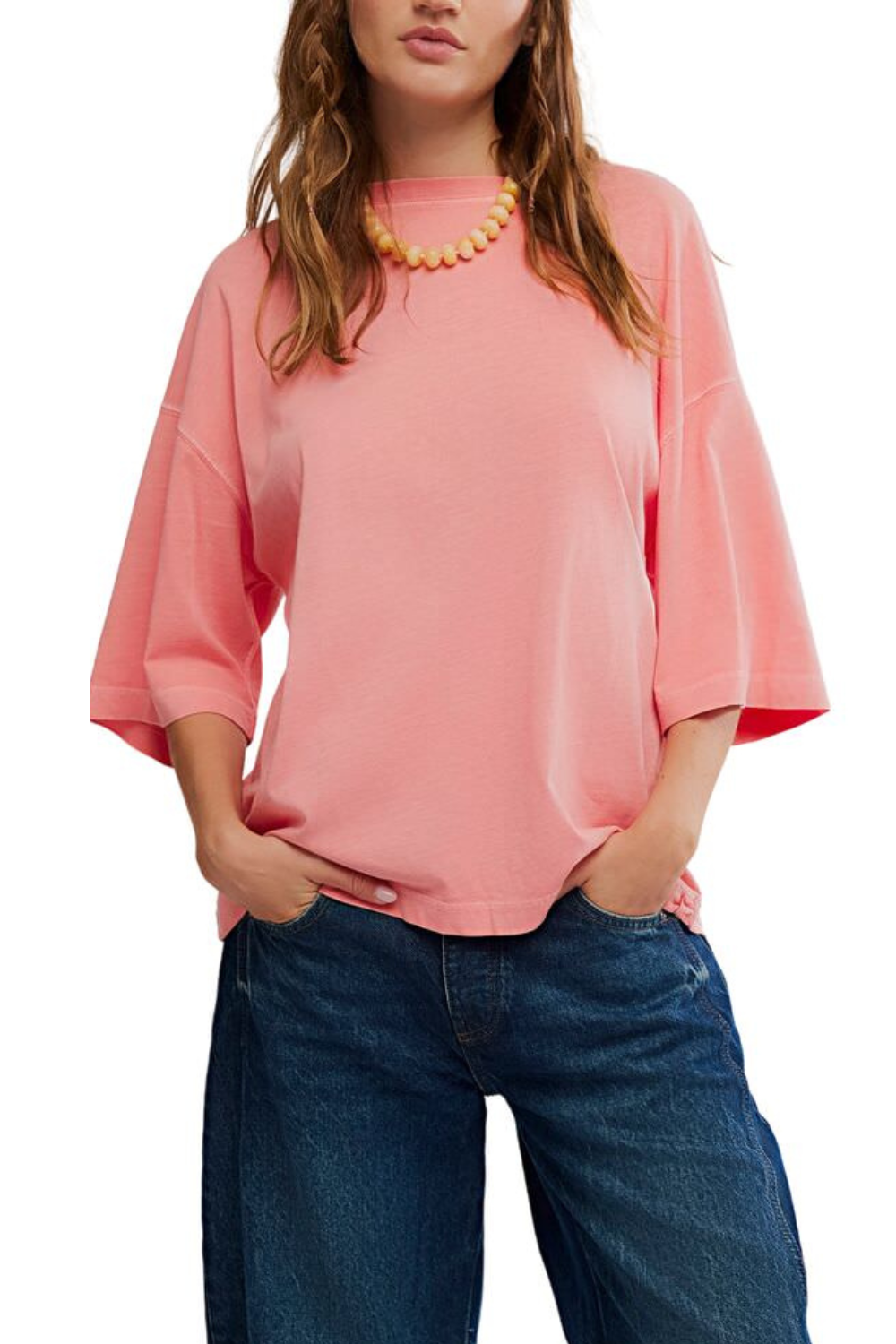 Free People Perfect Oversized T-Shirt Coral Crimson