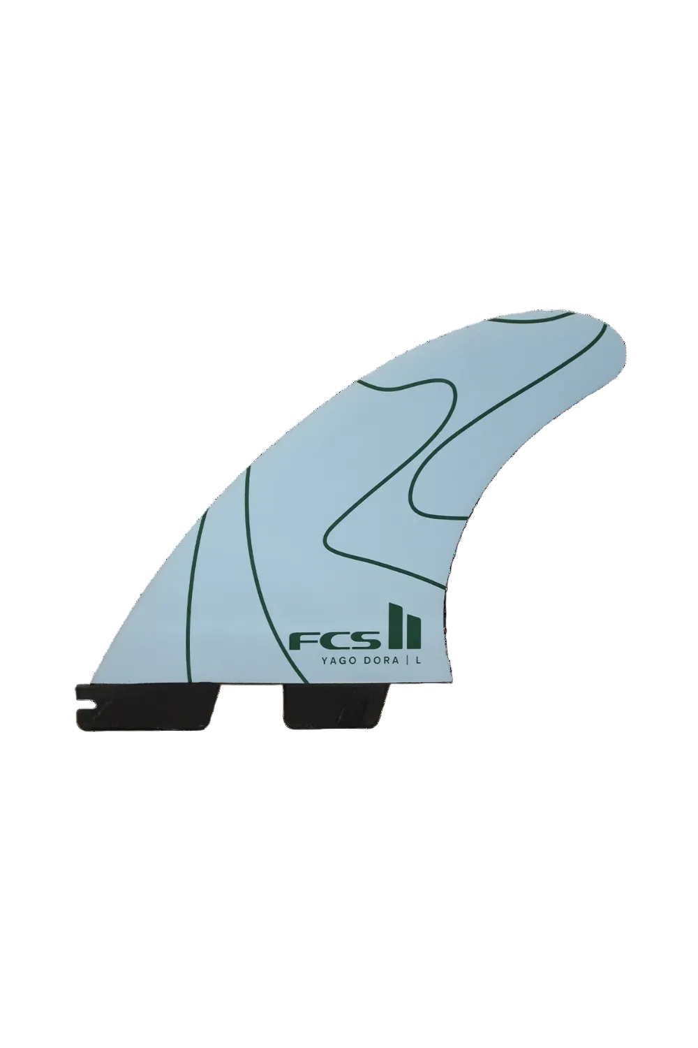 FCS II Yago Dora PC Tri Surfboard Fin Set Flux/Charcoal