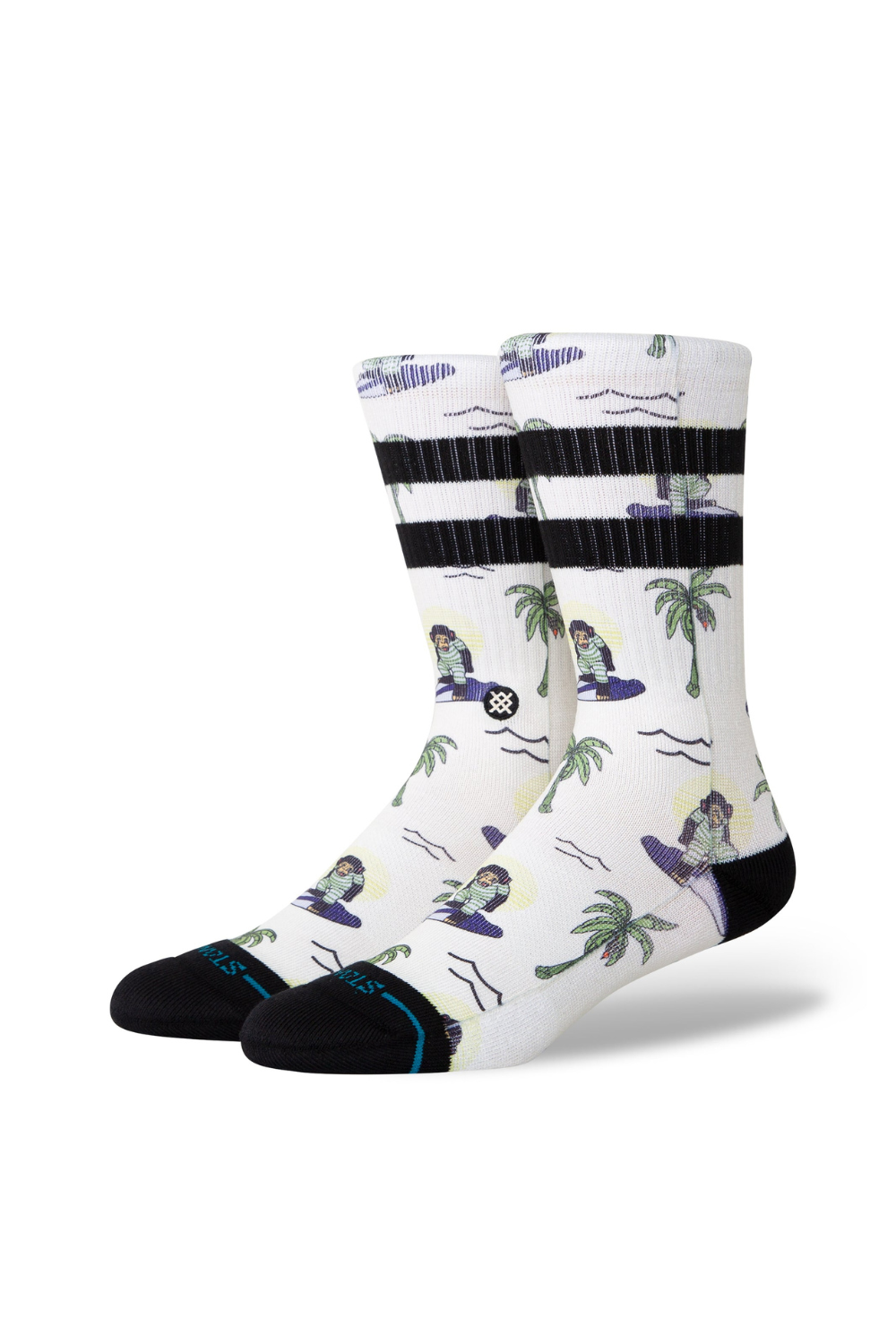 Stance Surfin Monkey Crew Socks White