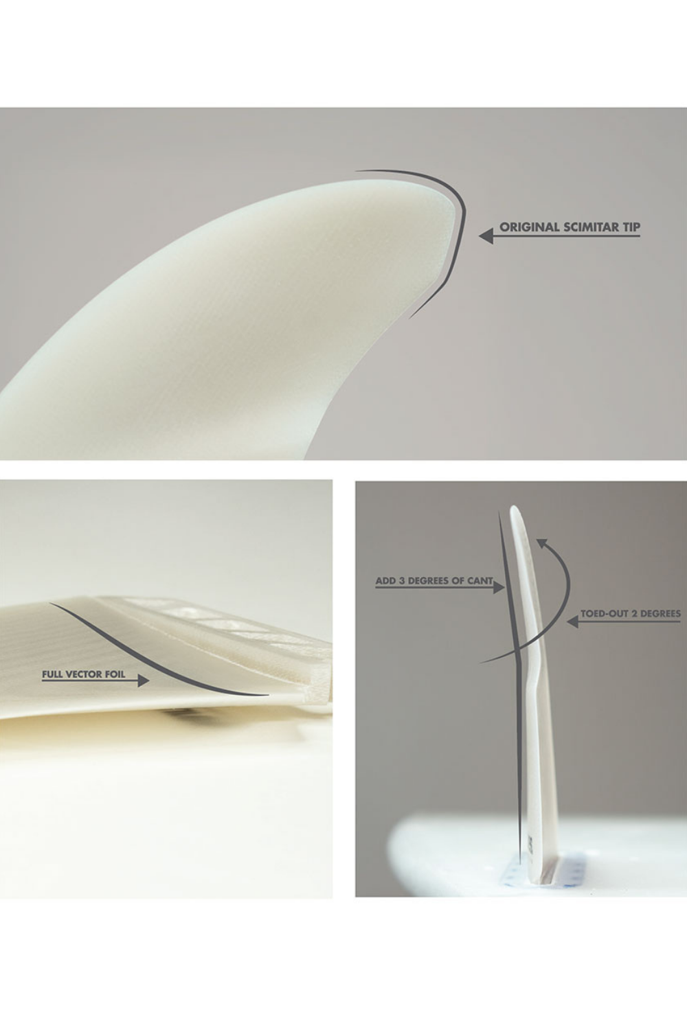 Futures EN Reverse 3/2 Twin Surfboard Fins Grey