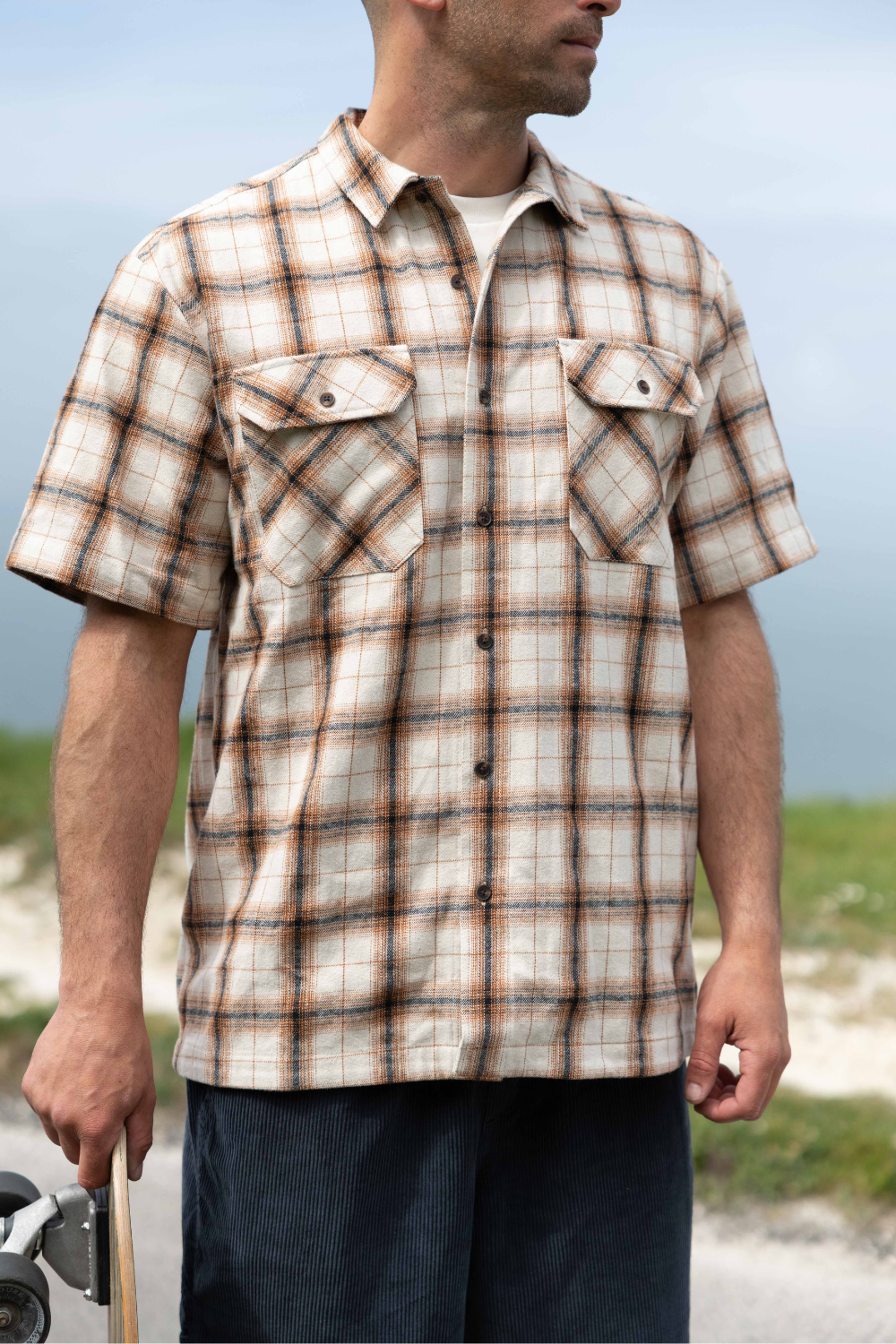 BamBooBay Checked In Mens Short Sleeve Shirt Brown Check